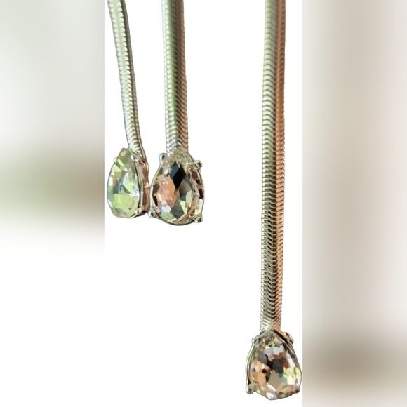 Nine West Silver Tone Simulated Crystal Double Stone Earrings NWT - Picture 5 of 7